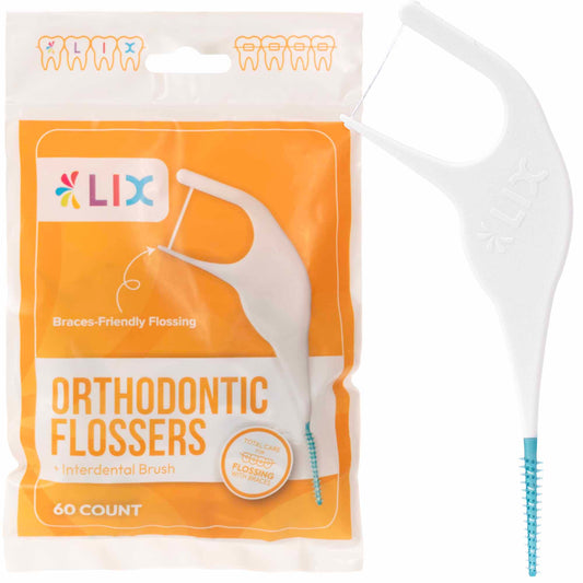 Lix Unflavored Floss with Interdental Brush – 60 Count